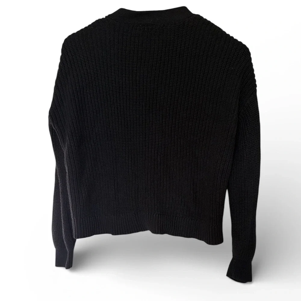 Gap Kids Black Ribbed Knit Button Front V-Neck Cardigan Sweater XL‎ 12